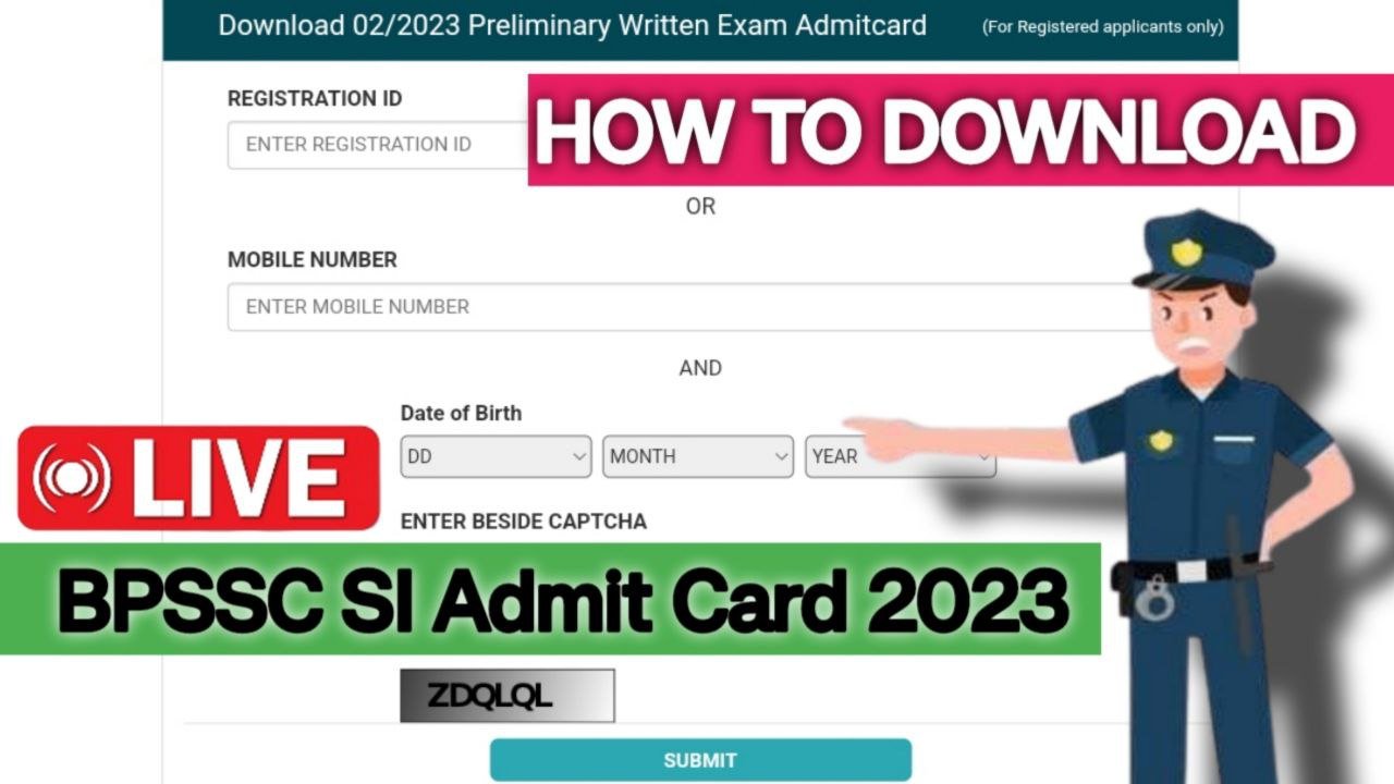 BPSSC SI Admit Card 2023 | बिहार पुलिस एसआई Admitcard Download Link